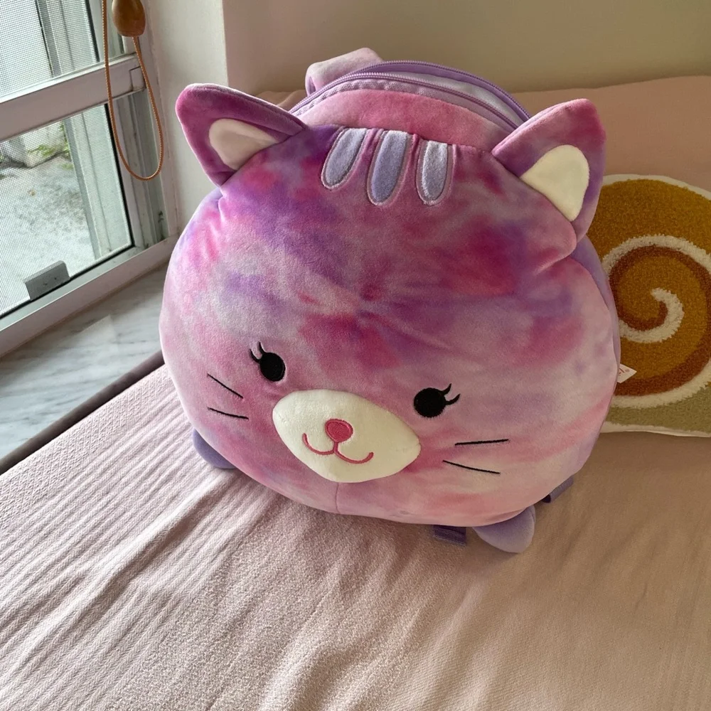 Adorable Plush Cat Backpack- Pink and Purple